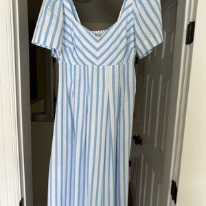 A New Day blue and white stripped dress.